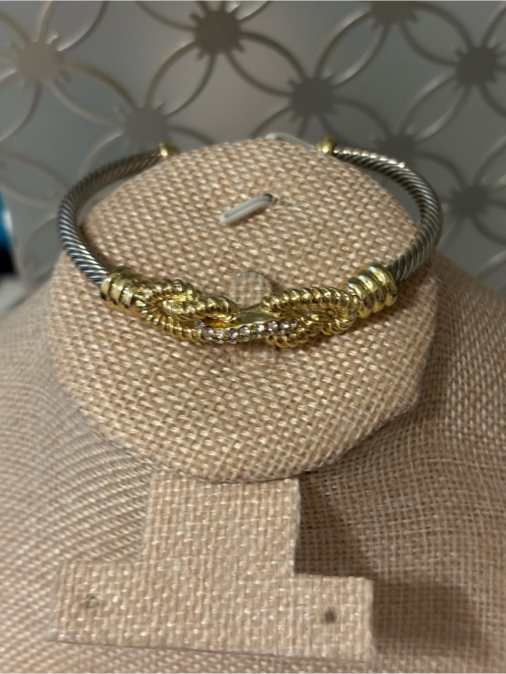 Gold and Silver Twisted Rope Knot Bangle Bracelet